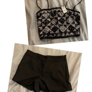 Express top and dress shorts- size small and size 0R